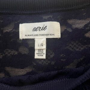 Aerie Midnight Blue Lace Blouse